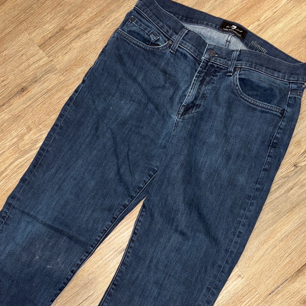 7 For All Mankind Dark Blue Straight Leg Jeans